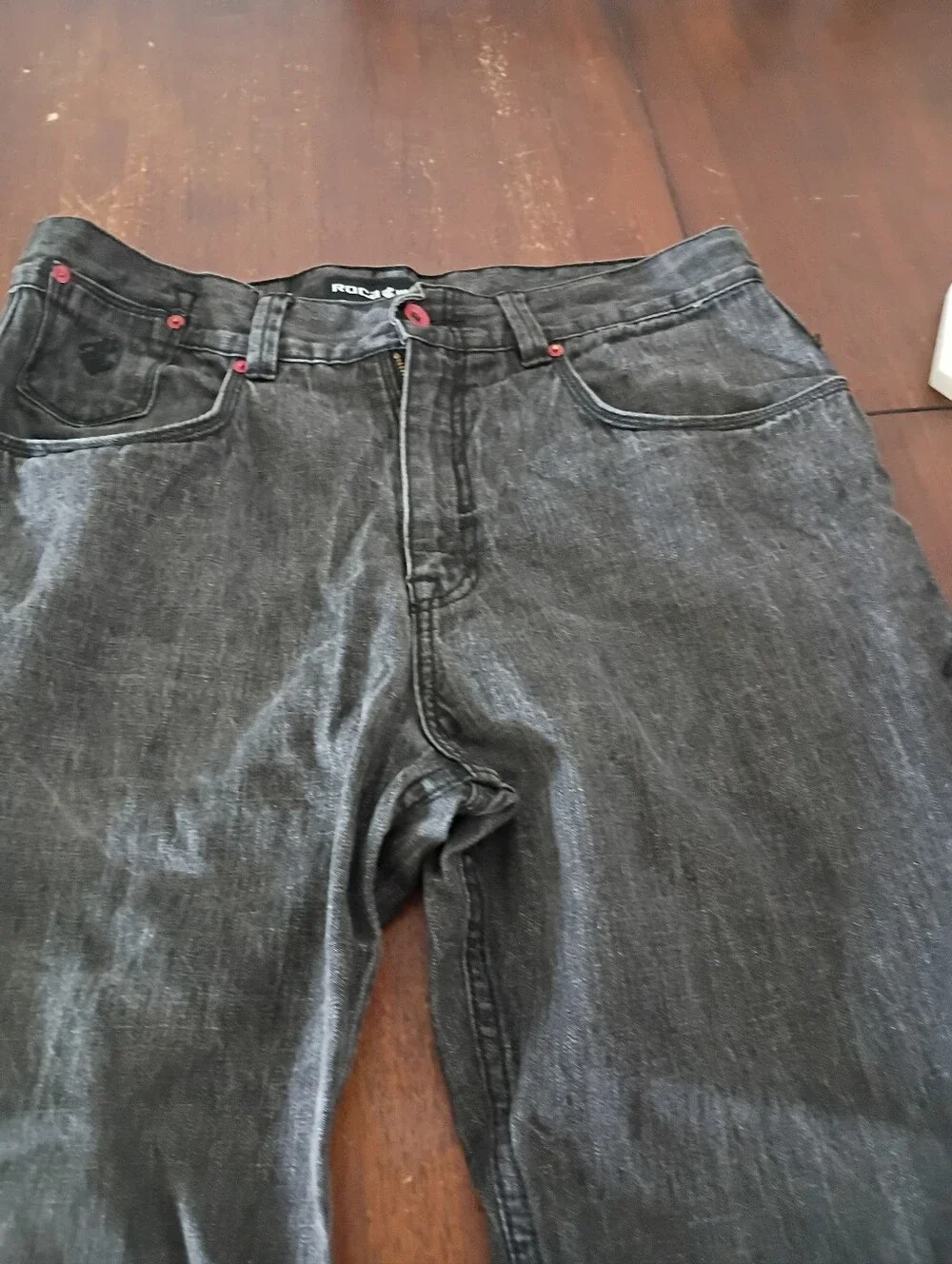 Rocawear Black and Gray Denim Jeans Label Detail